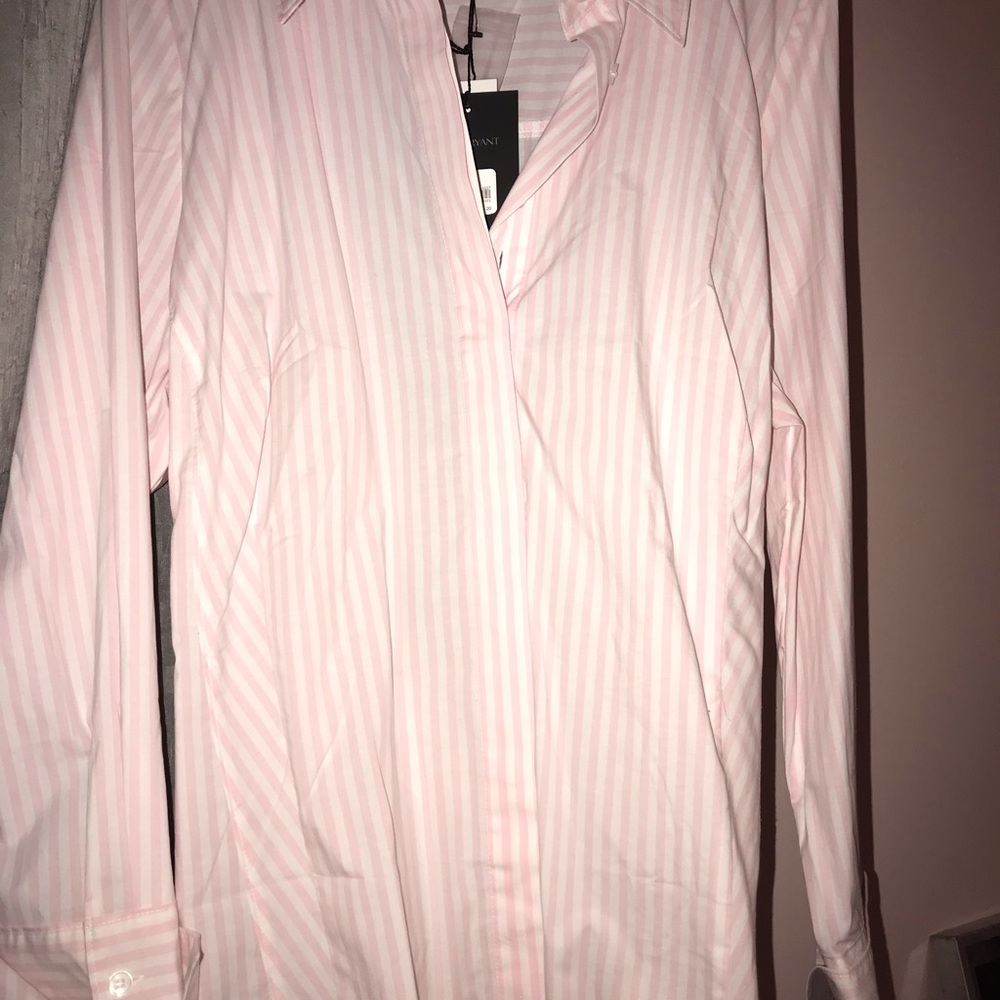 White and pink striped.